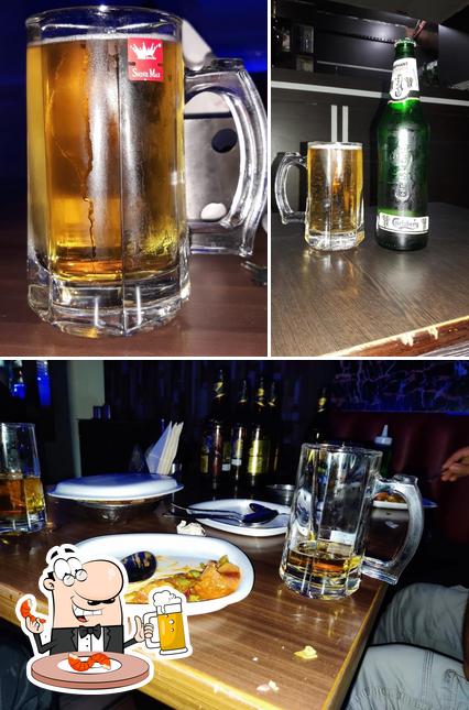 You can get a glass of light or dark beer