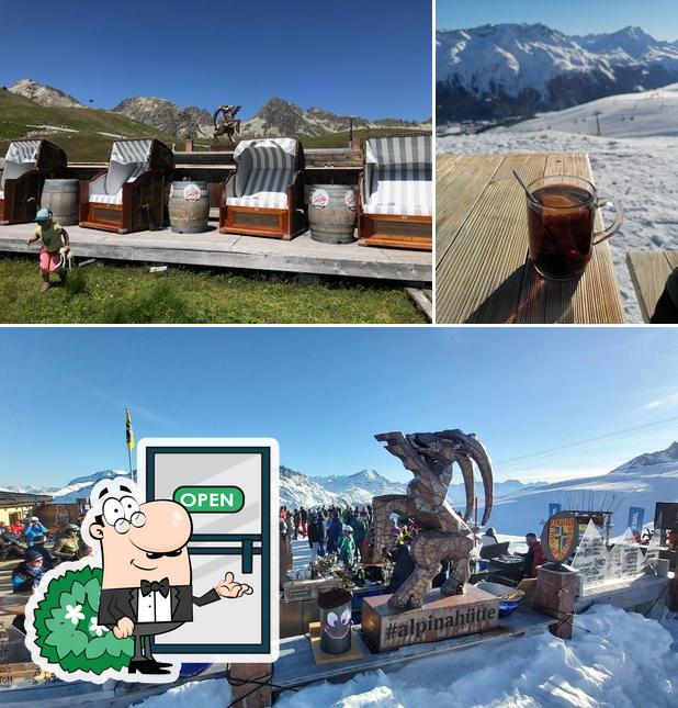 Goditi la vista dall'area esterna di Alpina Hütte