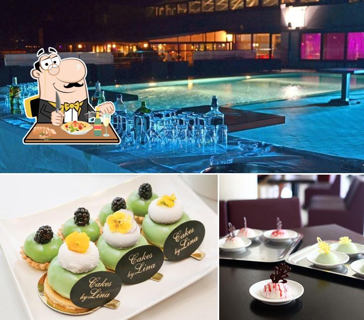 Questa è la immagine che mostra la cibo e esterno di Caffe Bar Sky