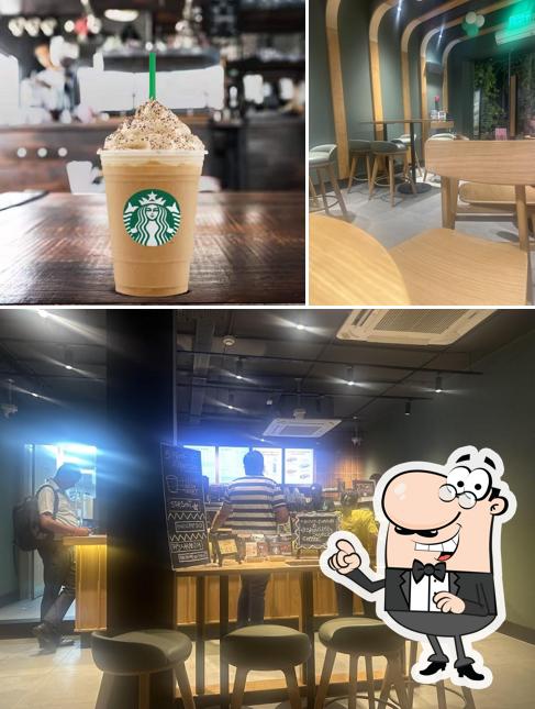 The interior of Starbucks