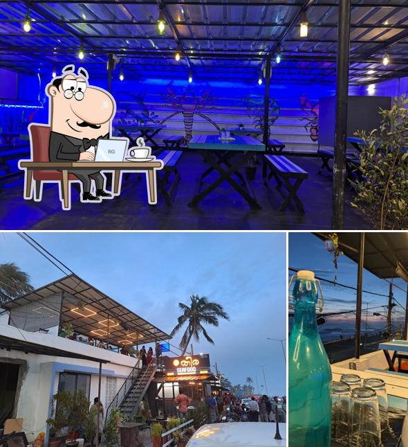 The interior of Thira seafood cafe