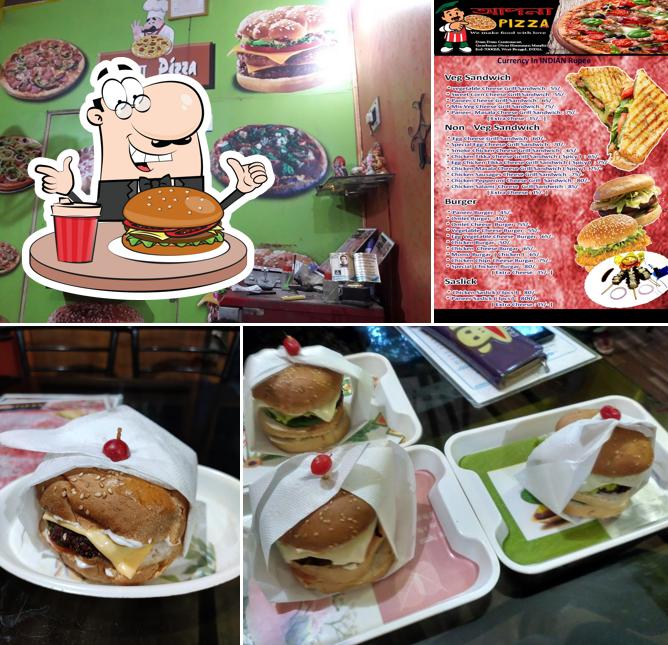 Try out a burger at Apna Pizza