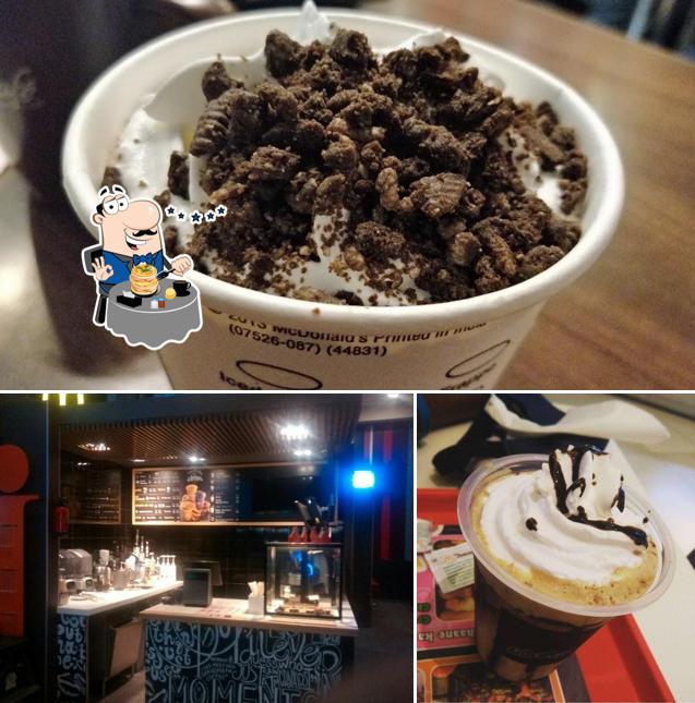 Among different things one can find food and bar counter at McDonald's