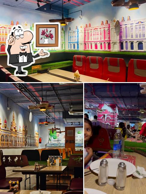 The interior of Platform 65 The Train Theme Restaurant - Vijayawada