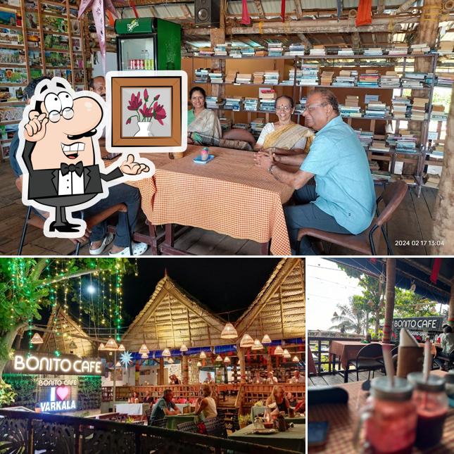 The interior of Bonito Cafe Varkala papanasham Beach Sea food restaurant
