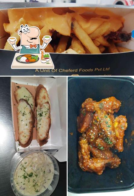 French fries, garlic bread and chicken wings at BIMBOX - Burger In My Box