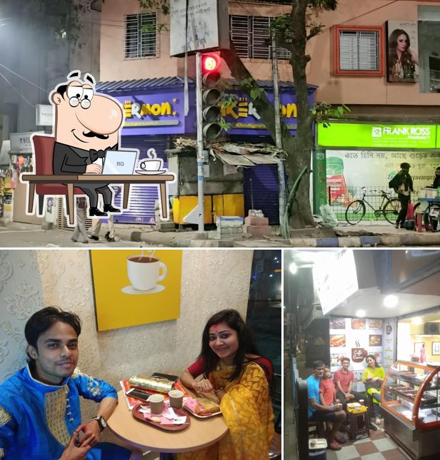 This is the picture displaying interior and exterior at Caffè Crema