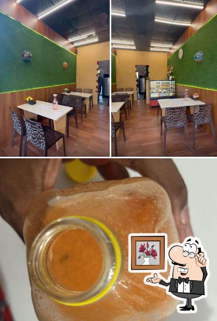 The photo of Juice & Chai’s interior and beverage