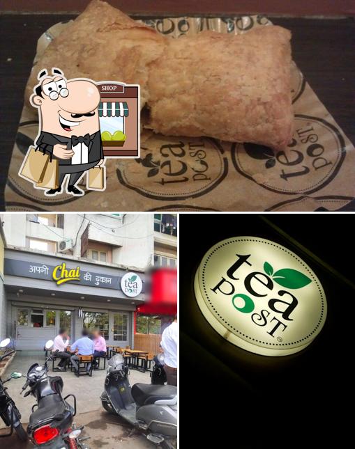 Take a look at the image displaying exterior and food at Tea Post
