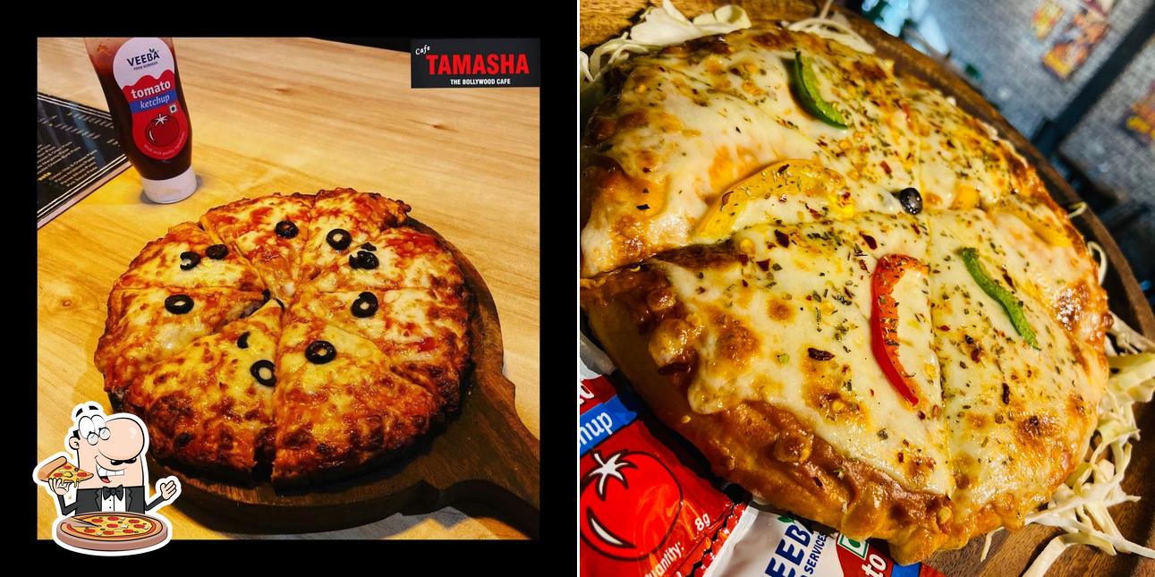 Try out pizza at Cafe Tamasha
