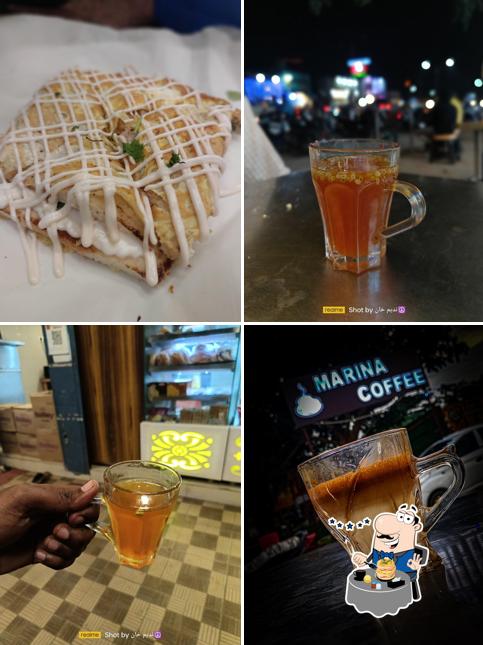 Among different things one can find food and drink at Marina Coffee, Vellore