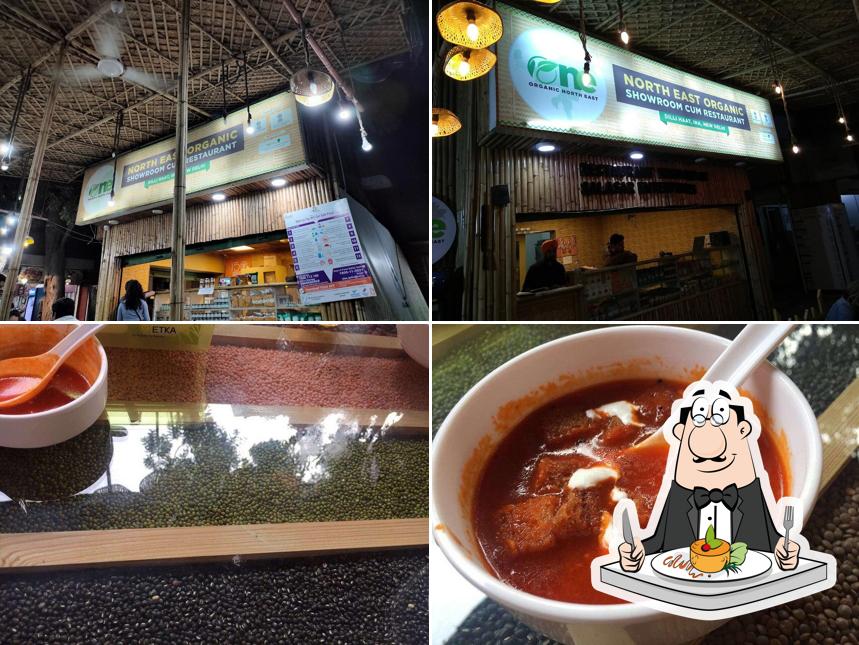 The image of North East Organic showroom cum restaurant’s food and exterior