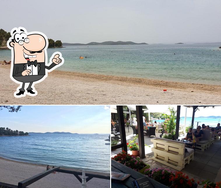 Curiosa tra l'area esterna di beach bar Rapa Nui