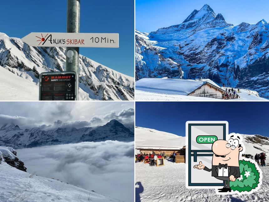 Goditi la vista dall'area esterna di Anja's Skibar