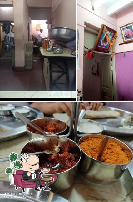 The restaurant's interior and food