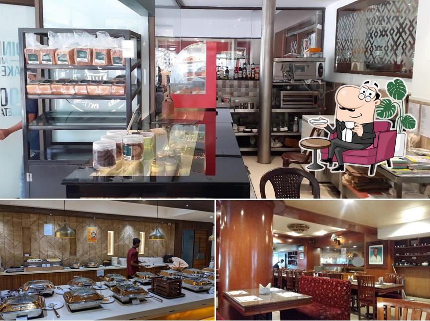 Take a seat at one of the tables at Mathsya Tnagar