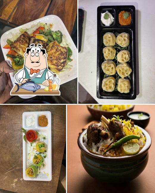 Grilled salmon at Naughty American Diner