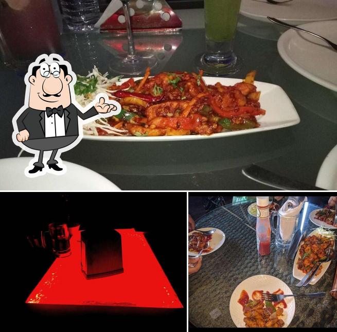 This is the picture displaying interior and food at Vertigo The High Life