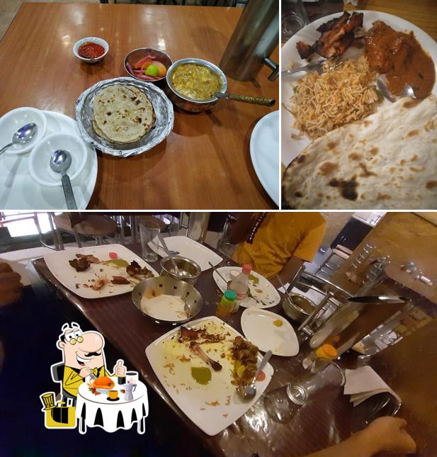 The restaurant's food and dining table