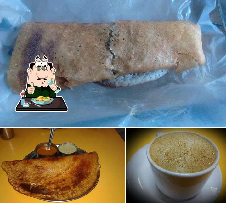 This is the picture displaying food and beverage at JANARDHANA HOTEL