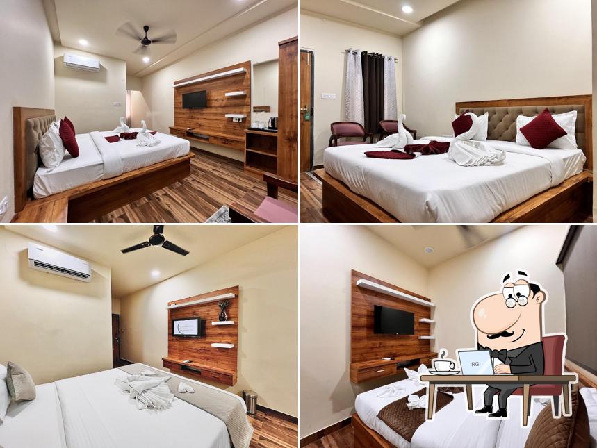 Take a seat at one of the tables at Hotel Saffron