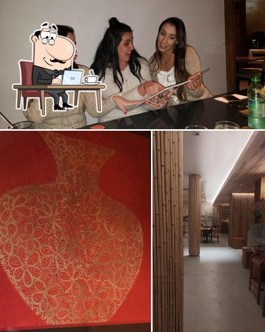 Sente em uma das mesas no Mirai Restaurante Japonês