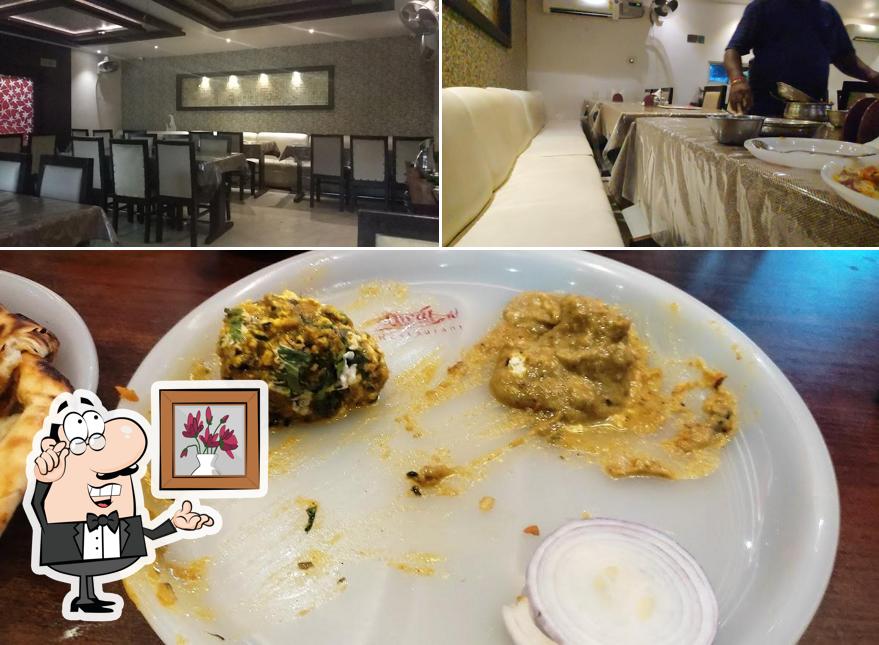 The image of interior and food at Dawat Inn