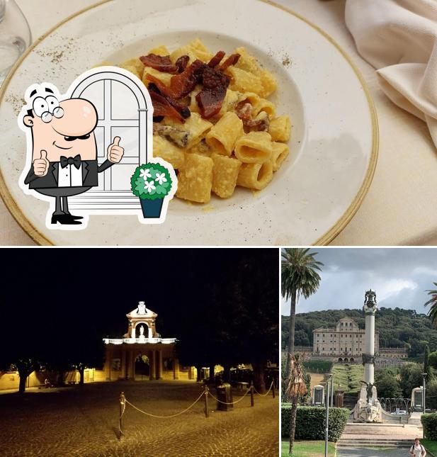 La esterno e cibo del ristorante