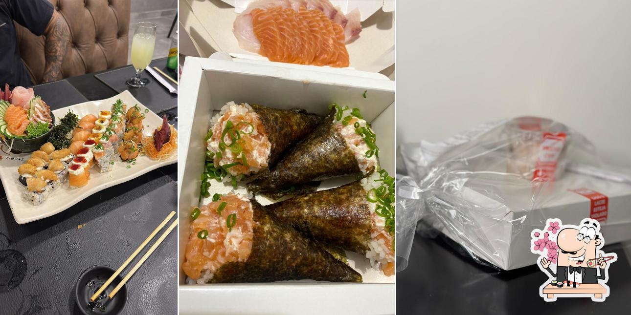Rolos de sushi são servidos no Rokai Temakeria Mirassol