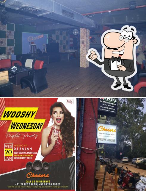 Chasers Bar & Lounge is distinguished by exterior and interior