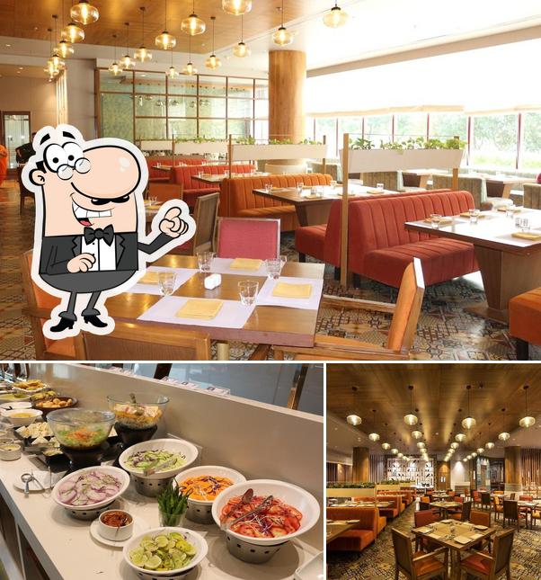 The restaurant's interior and food