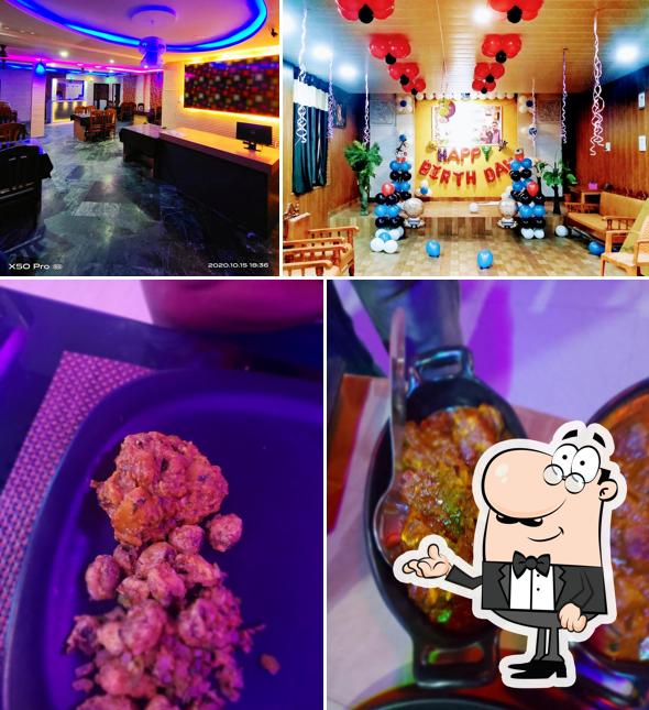 The restaurant's interior and food