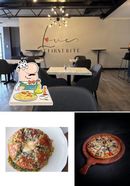 Take a look at the photo displaying food and interior at Love at first bite