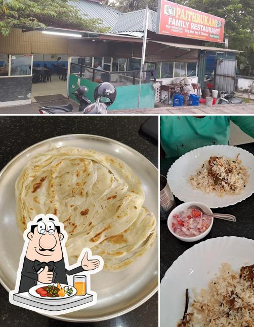 This is the photo displaying food and interior at Hotel Paithrukom