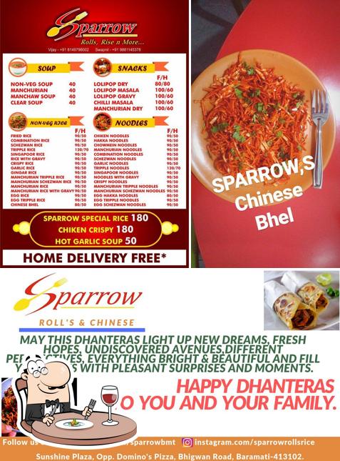 Food at Sparrow Rolls, Momos & More…
