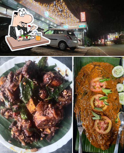 The image of food and exterior at Mint Restaurant