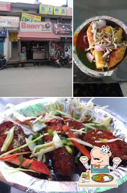 Among different things one can find food and exterior at Binny's fast food