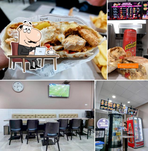 Parmi les diverses choses de la intérieur et la nourriture, une personne peut trouver sur Tacos Burger Differdange