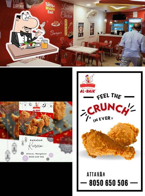 Take a look at the photo displaying food and interior at Al Baik Mangaluru