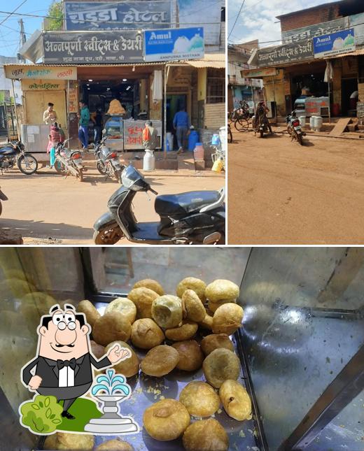 The restaurant's exterior and food