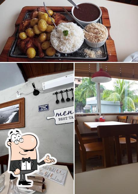 A interior e comida do restaurante