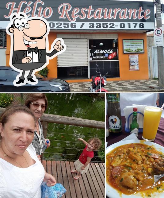 Confira a foto mostrando exterior e comida no Hélio's Restaurante