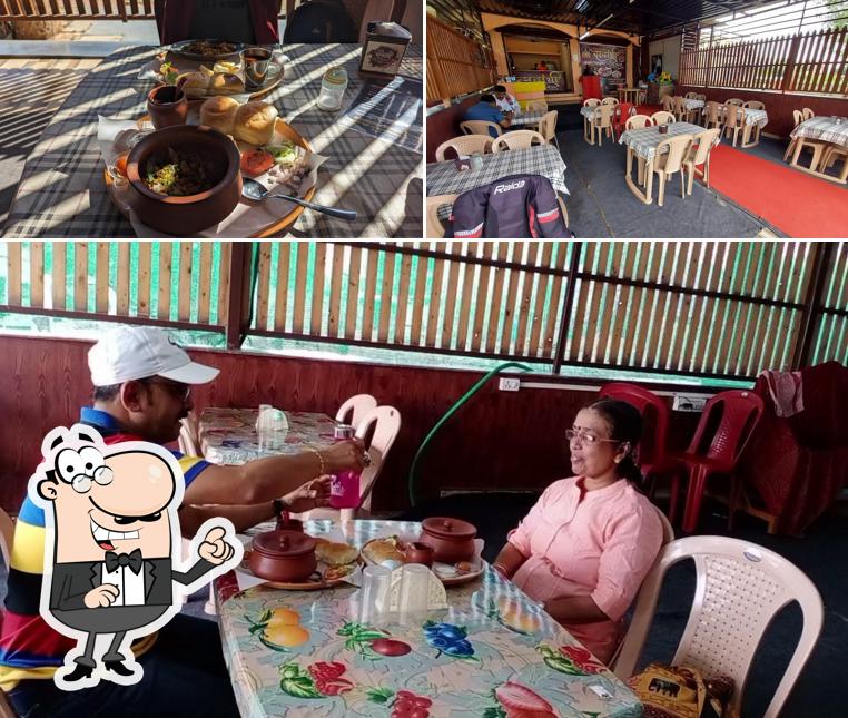 The restaurant's interior and food