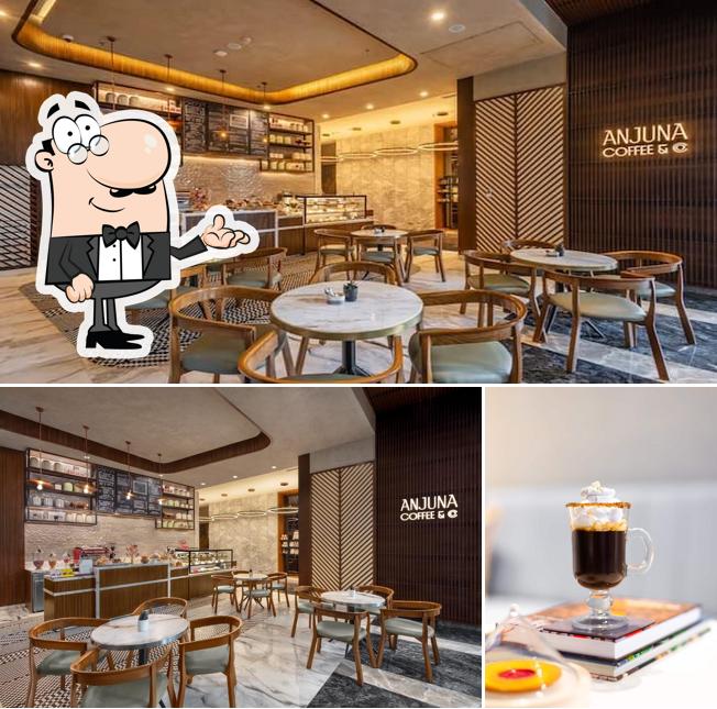 This is the photo showing interior and beverage at Anjuna Coffee & Co