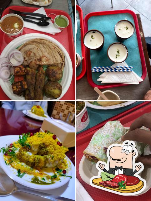 Meat dishes are served at Haldiram's - World Square Mall