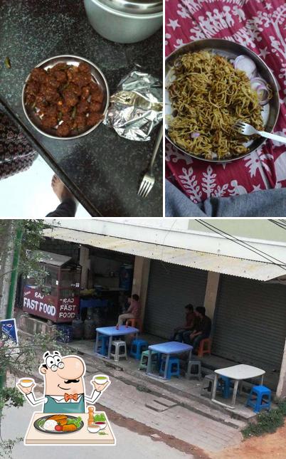 This is the picture depicting food and exterior at Raj Chinese fast food centre