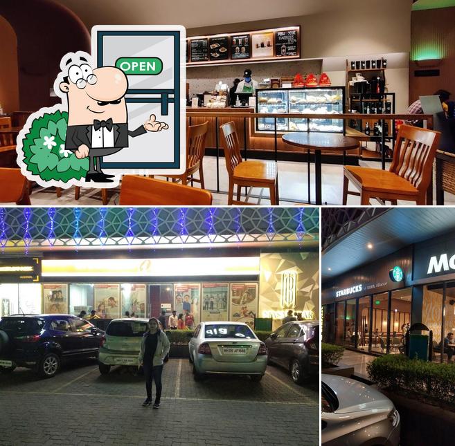 Starbucks is distinguished by exterior and interior