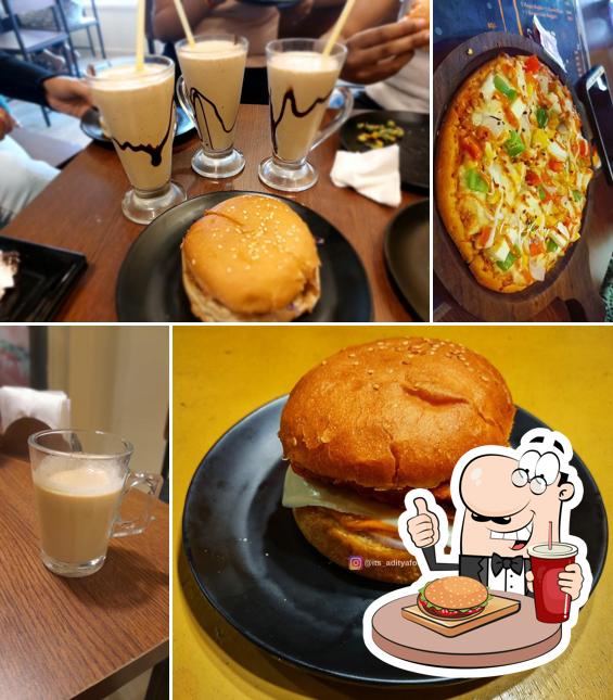 Get a burger at CAFE RIDE