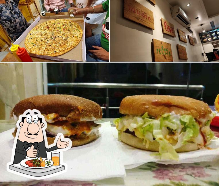 The picture of food and interior at Burger Farm