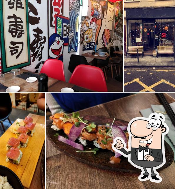 Installez-vous à l'une des tables de Rice and Fish